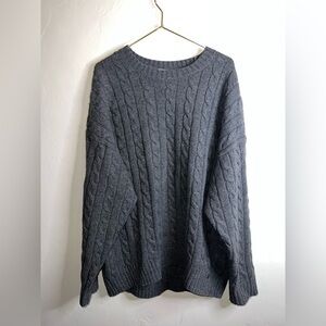 Sunday Best Dark Charcoal Cable Knit Crewneck Sweater